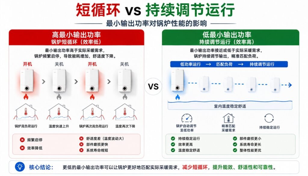 锅炉短周期运行与连续调节对比示意图