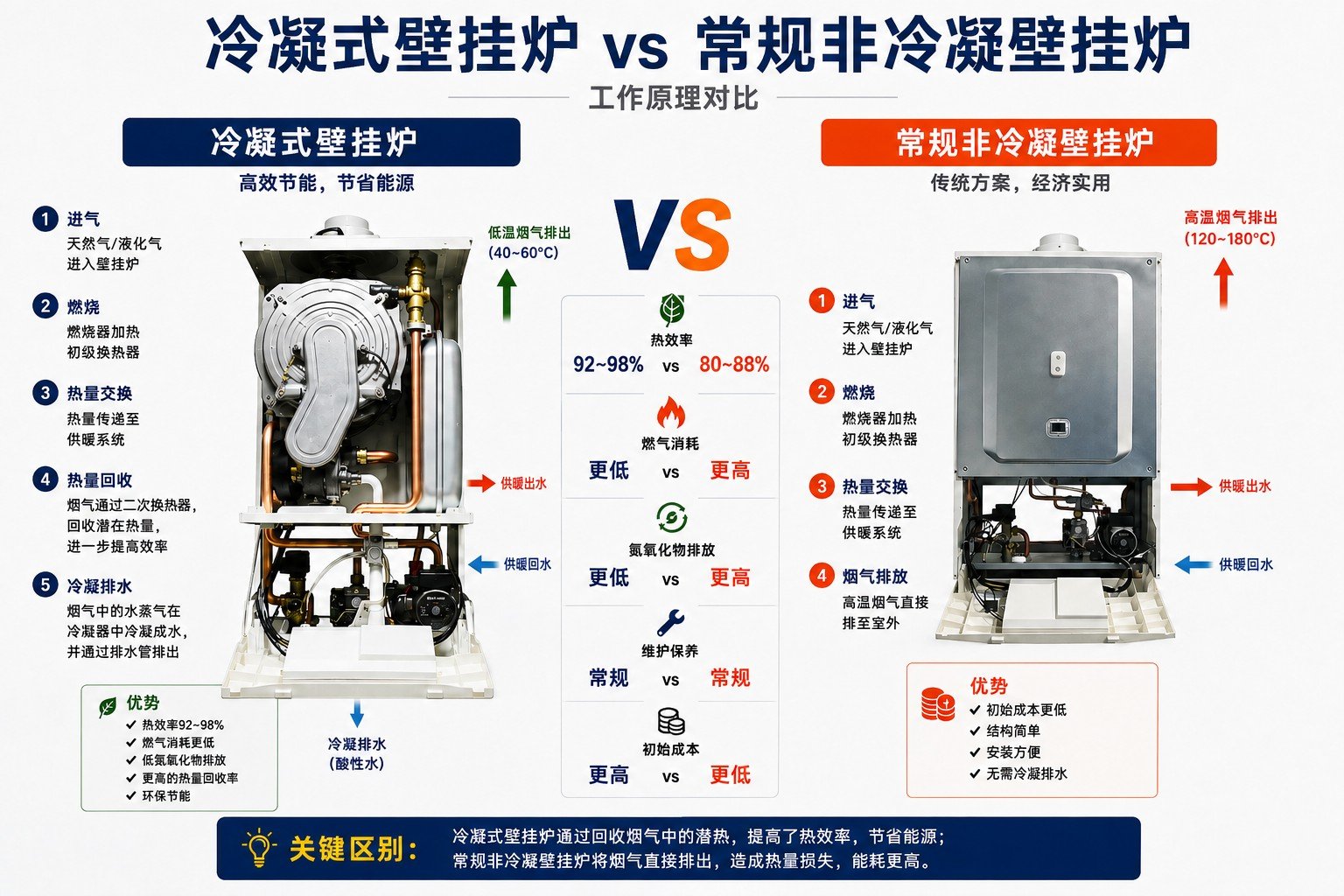 冷凝炉与非冷凝炉